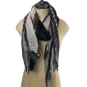 UNBRANDED BLACK PINK & WHITE PRINT FASHION SCARF